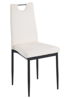 Silla AROSA, apilable, metal, similpiel blanca