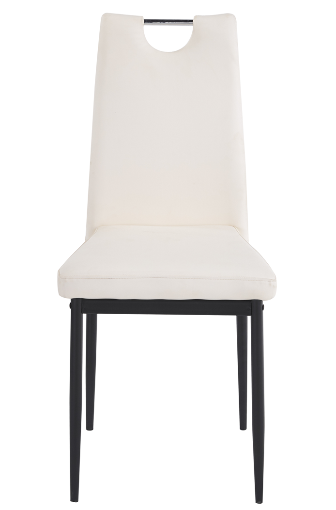 Silla AROSA, apilable, metal, similpiel blanca