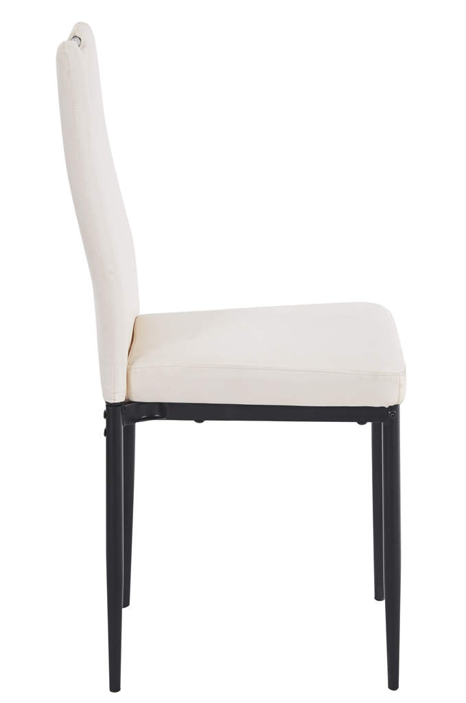 Silla AROSA, apilable, metal, similpiel blanca