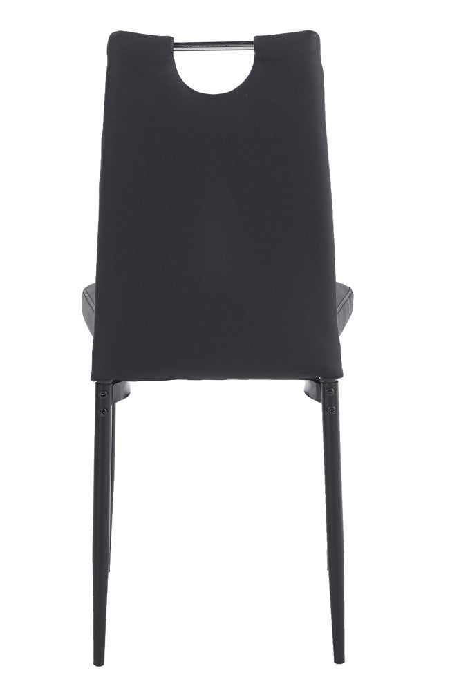Silla AROSA, apilable, metal, similpiel negra