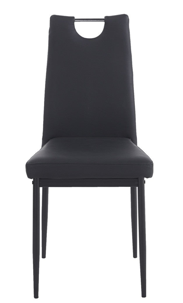 Silla AROSA, apilable, metal, similpiel negra