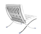 Silla BARNA (T), diseño, acero inoxidable, piel top blanca