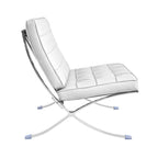 Silla BARNA (T), diseño, acero inoxidable, piel top blanca