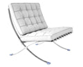 Silla BARNA (T), diseño, acero inoxidable, piel top blanca