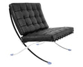 Silla BARNA (T), diseño, acero inoxidable, piel top negra