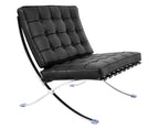 Silla BARNA (T), diseño, acero inoxidable, piel top negra