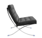 Silla BARNA (T), diseño, acero inoxidable, piel top negra