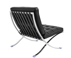 Silla BARNA (T), diseño, acero inoxidable, piel top negra