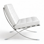 Silla BARNA (T), diseño, acero inoxidable, similpiel blanca