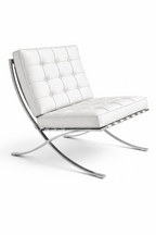 Silla BARNA (T), diseño, acero inoxidable, similpiel blanca