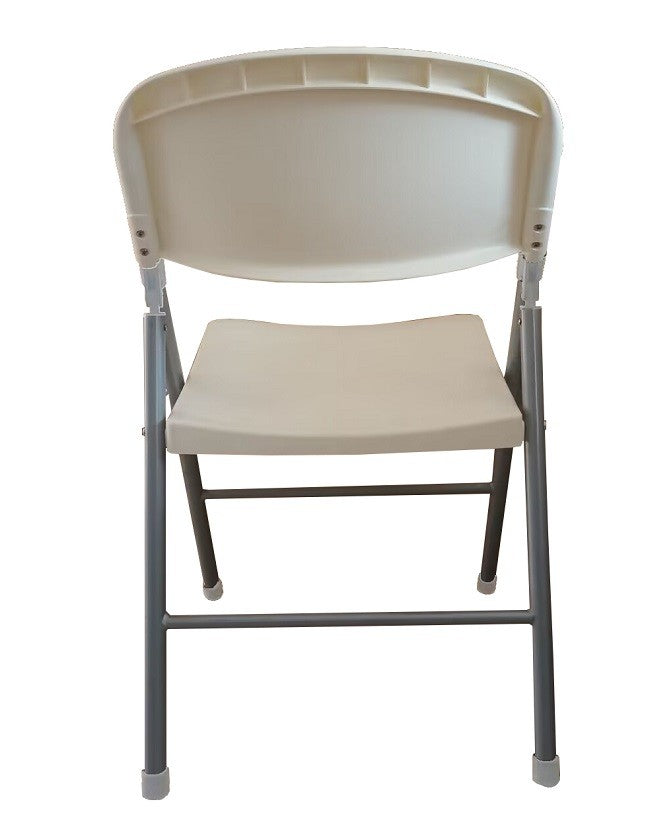 Silla BEACH, plegable, metal plata, polietileno blanco