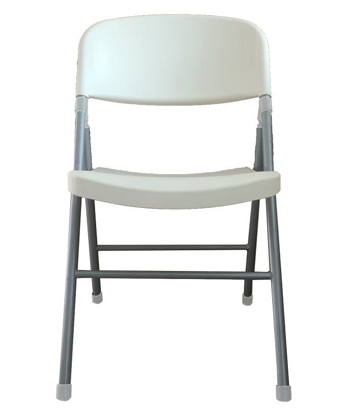 Silla BEACH, plegable, metal plata, polietileno blanco