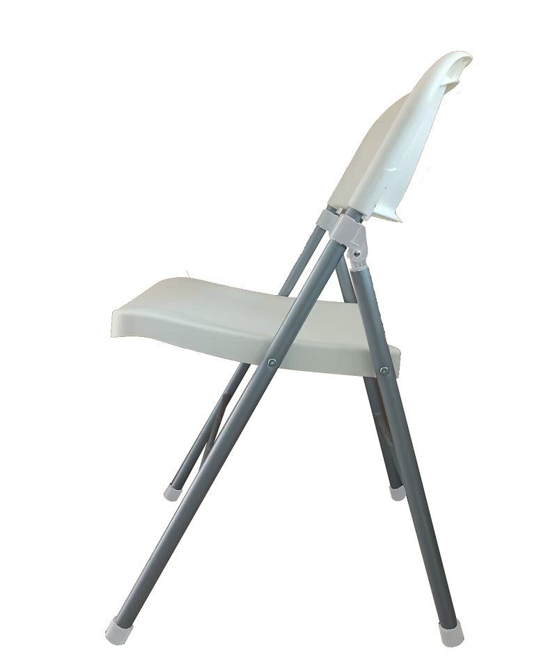 Silla BEACH, plegable, metal plata, polietileno blanco