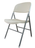 Silla BEACH, plegable, metal plata, polietileno blanco