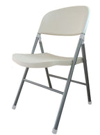 Silla BEACH, plegable, metal plata, polietileno blanco