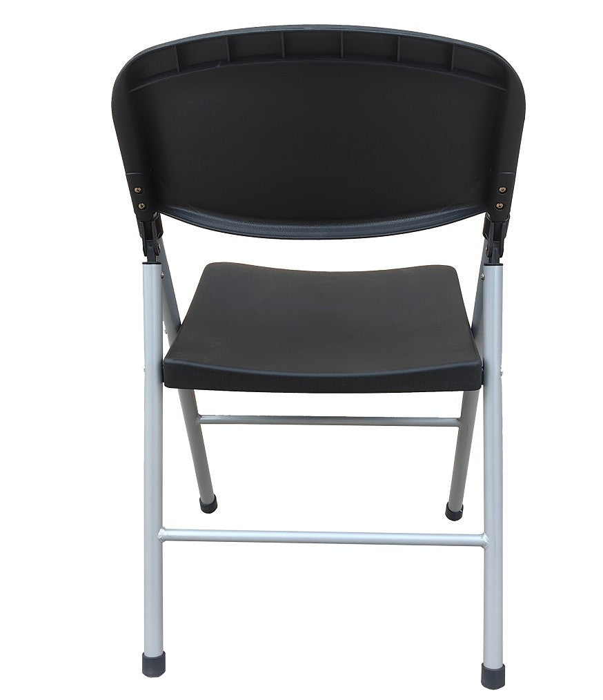 Silla BEACH, plegable, metal plata, polietileno negro
