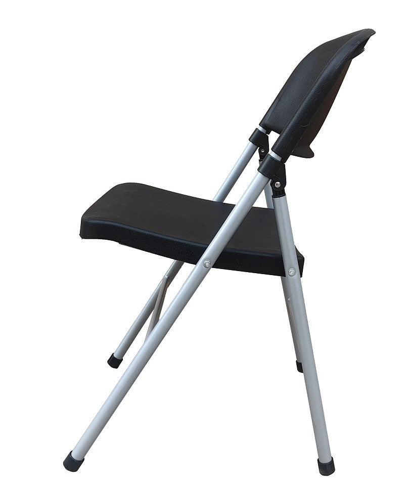 Silla BEACH, plegable, metal plata, polietileno negro