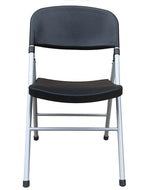 Silla BEACH, plegable, metal plata, polietileno negro