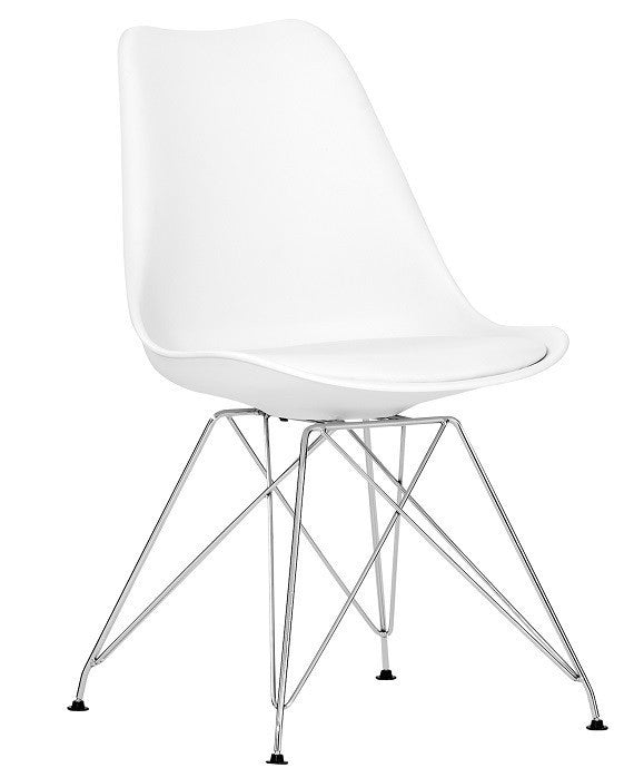 Silla BELLA (SU), cromada, carcasa y cojín blanco
