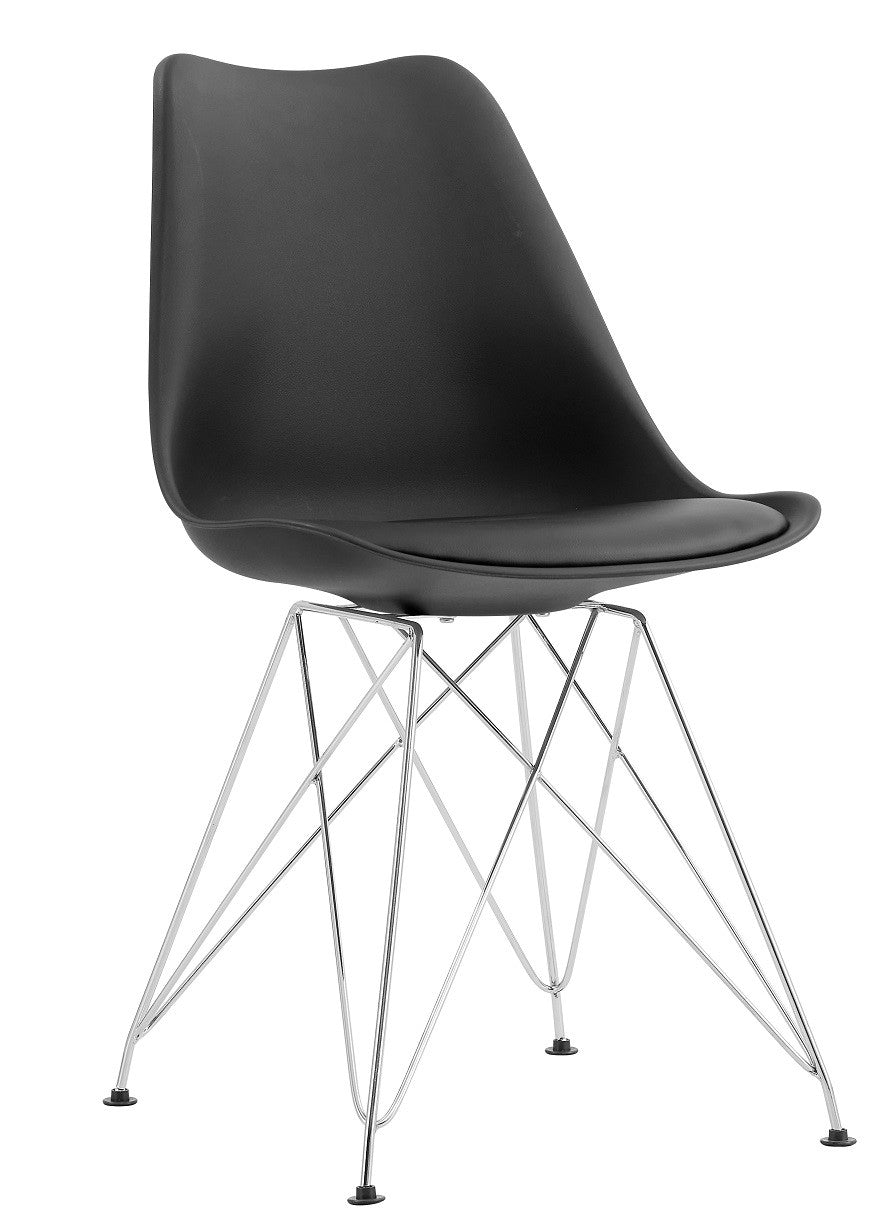 Silla BELLA (SU), cromada, carcasa y cojín negro