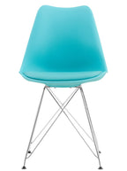 Silla BELLA (SU), cromada, carcasa y cojín turquesa