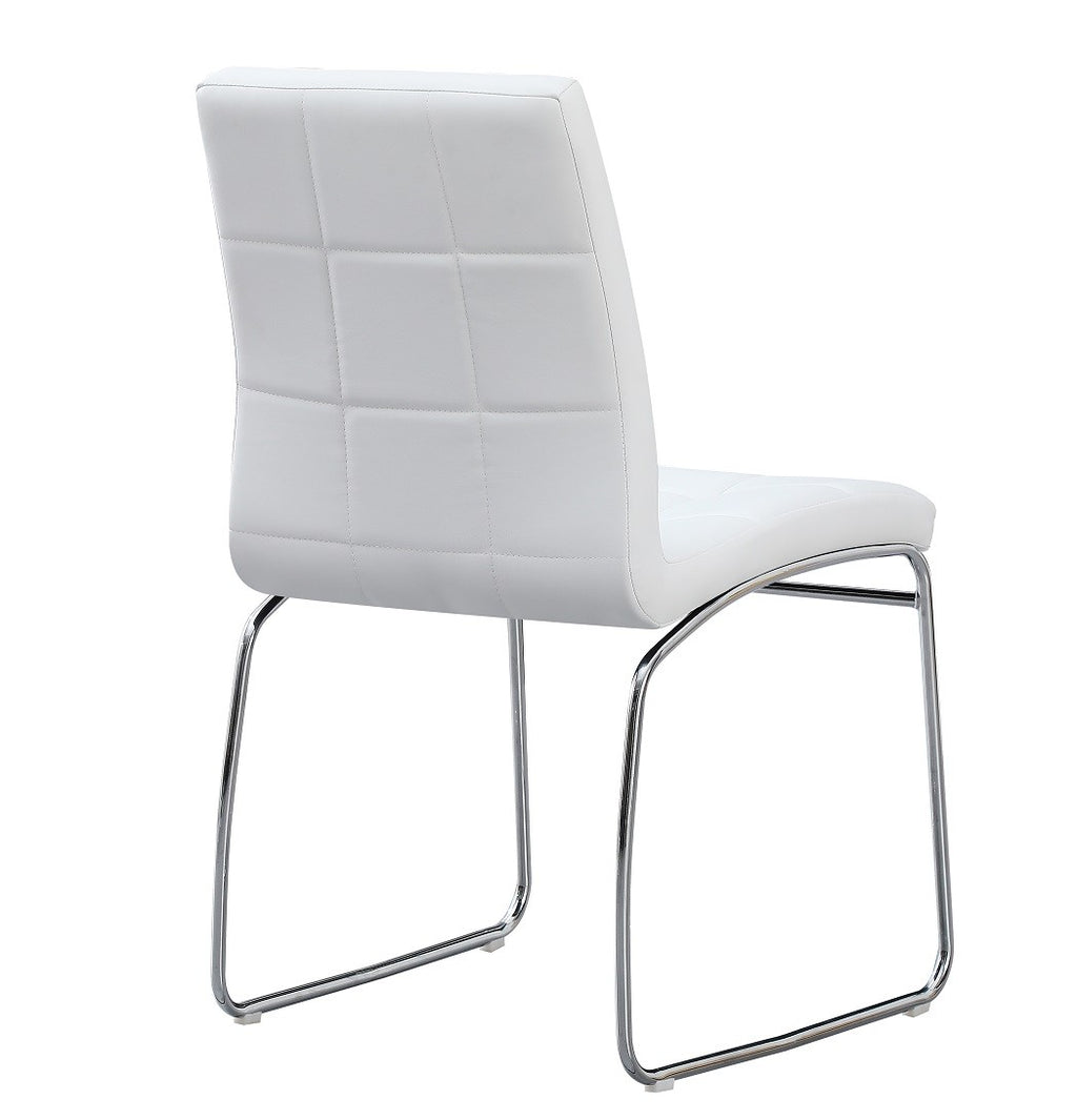 Silla BERTA, cromada, similpiel blanca