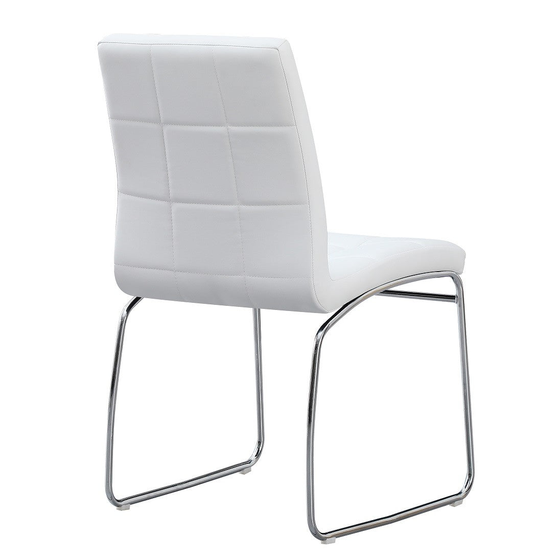 Silla BERTA, cromada, similpiel blanca
