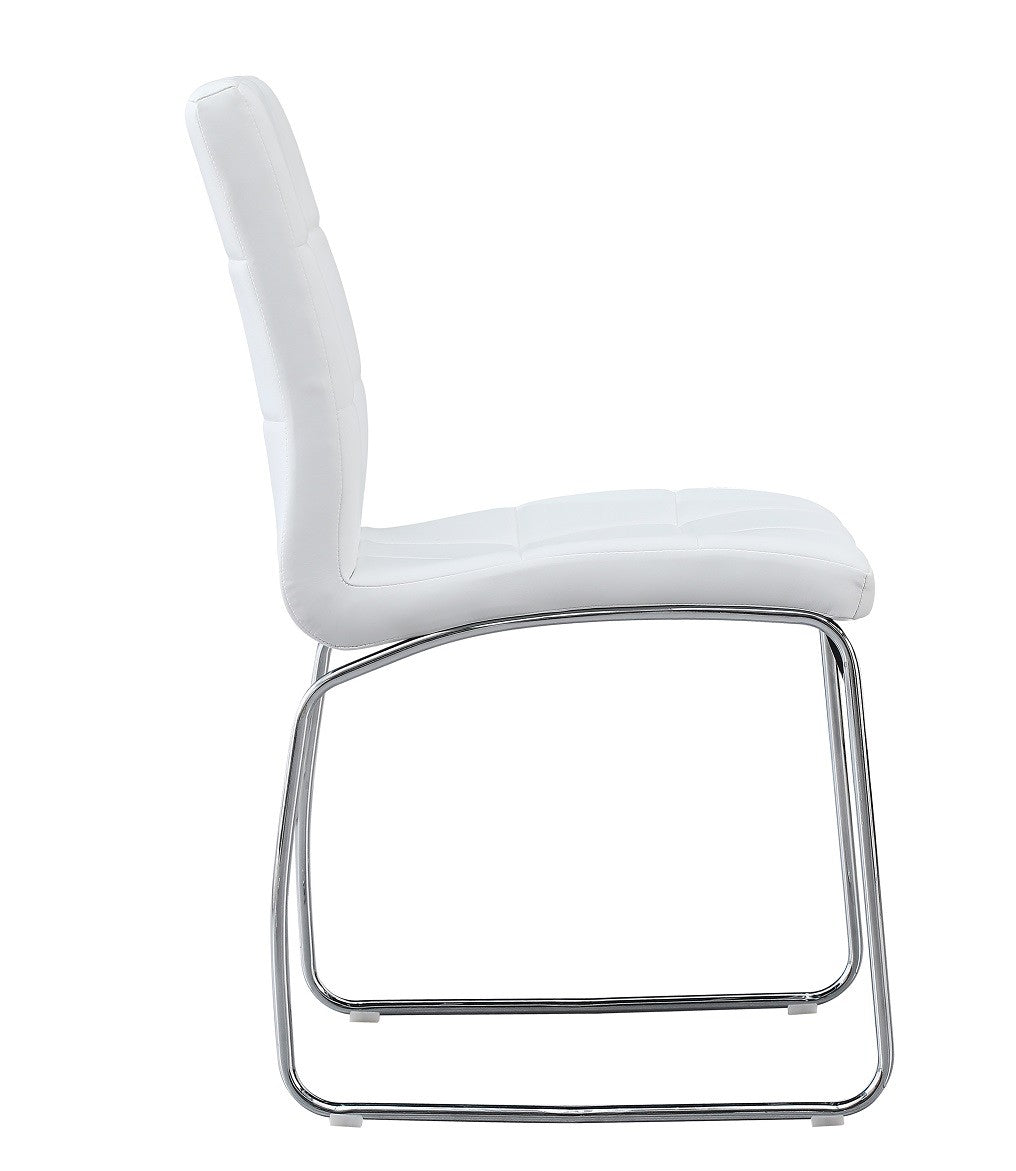 Silla BERTA, cromada, similpiel blanca