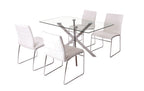 Silla BERTA, cromada, similpiel blanca