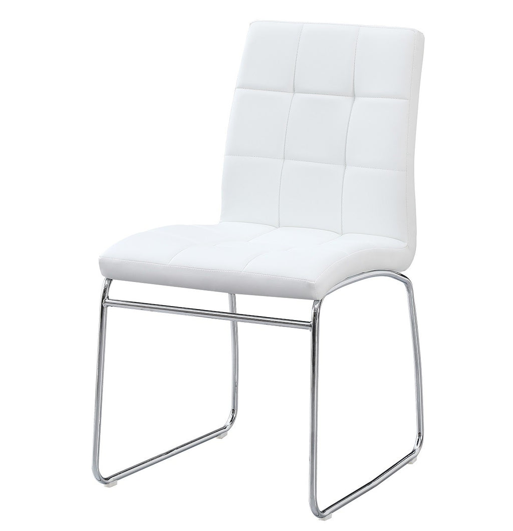 Silla BERTA, cromada, similpiel blanca