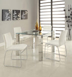 Silla BERTA, cromada, similpiel blanca