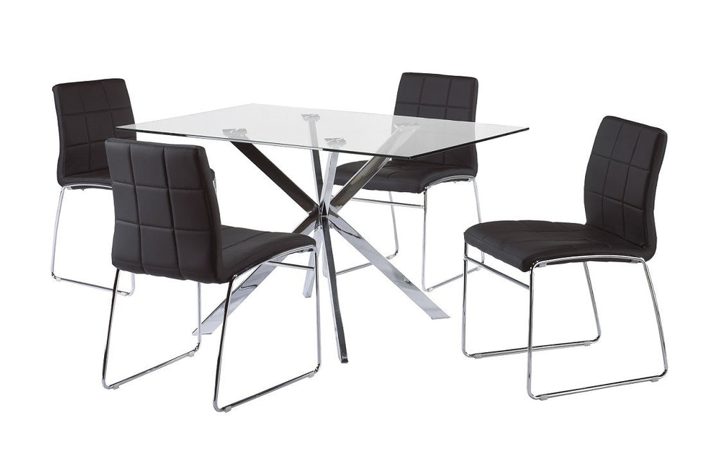 Silla BERTA, cromada, similpiel negra
