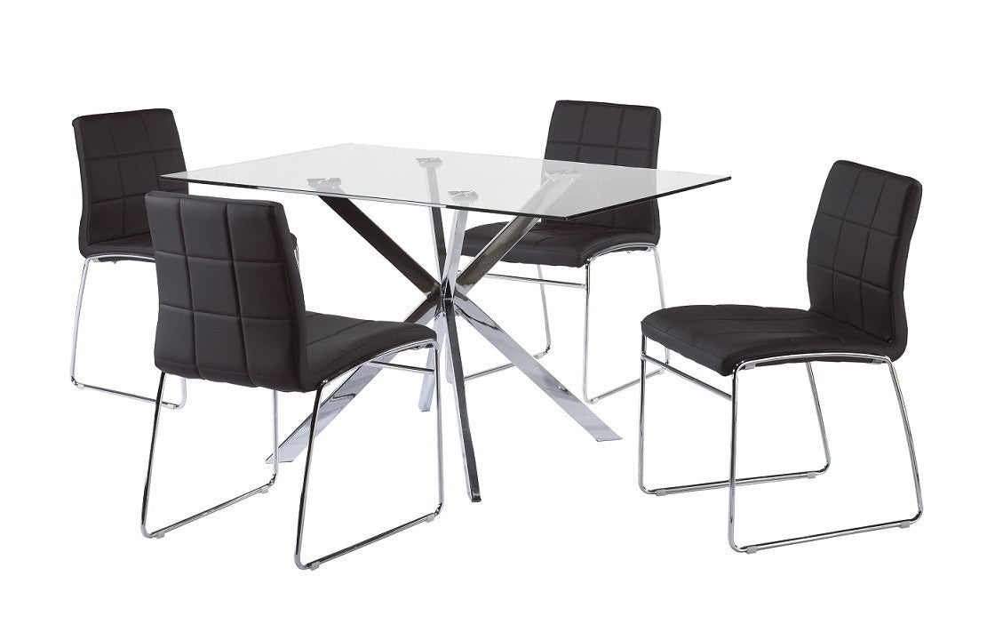 Silla BERTA, cromada, similpiel negra