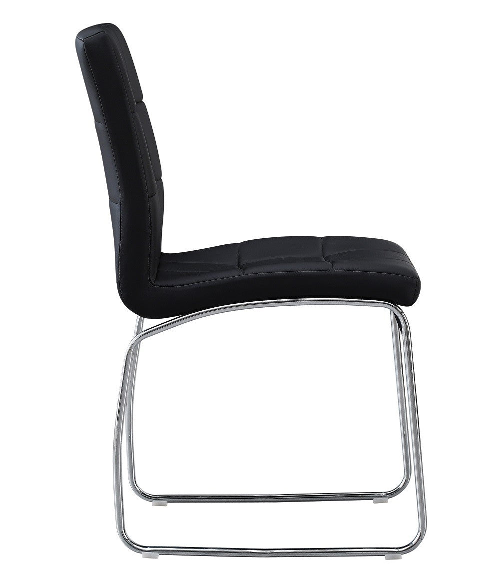 Silla BERTA, cromada, similpiel negra