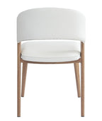 Silla CALABRIA, metal acabado de color madera, similpiel blanca