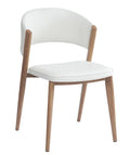 Silla CALABRIA, metal acabado de color madera, similpiel blanca