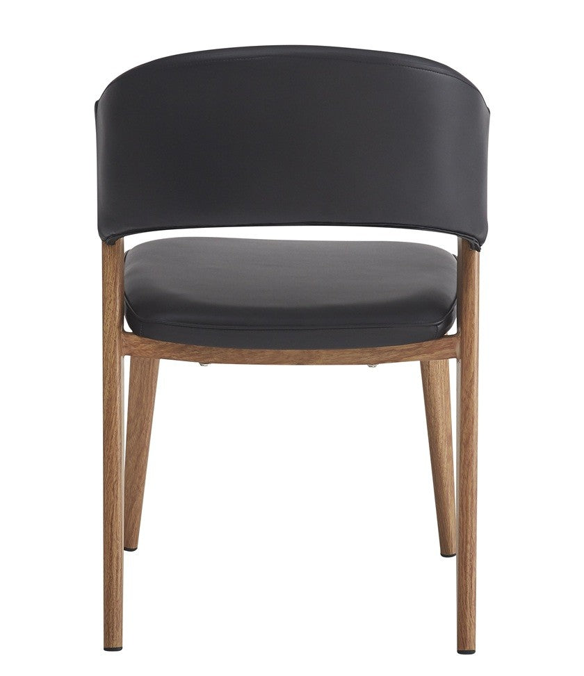 Silla CALABRIA, metal acabado de color madera, similpiel negra