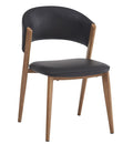 Silla CALABRIA, metal acabado de color madera, similpiel negra