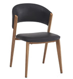 Silla CALABRIA, metal acabado de color madera, similpiel negra