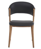 Silla CALABRIA, metal acabado de color madera, similpiel negra