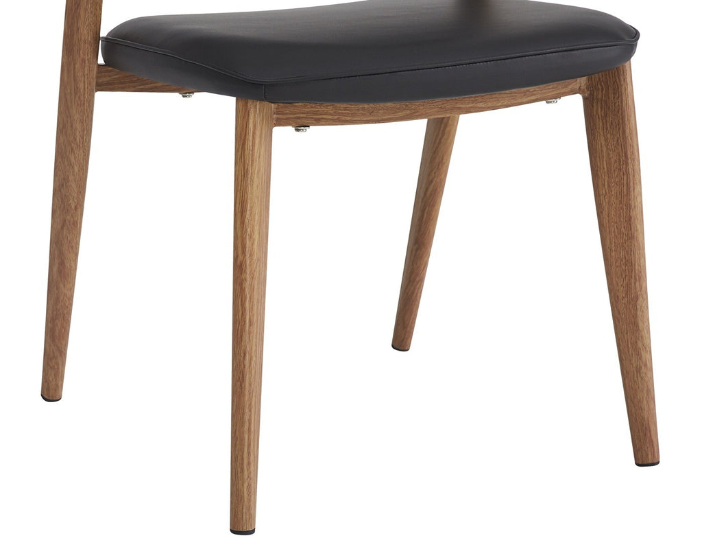 Silla CALABRIA, metal acabado de color madera, similpiel negra