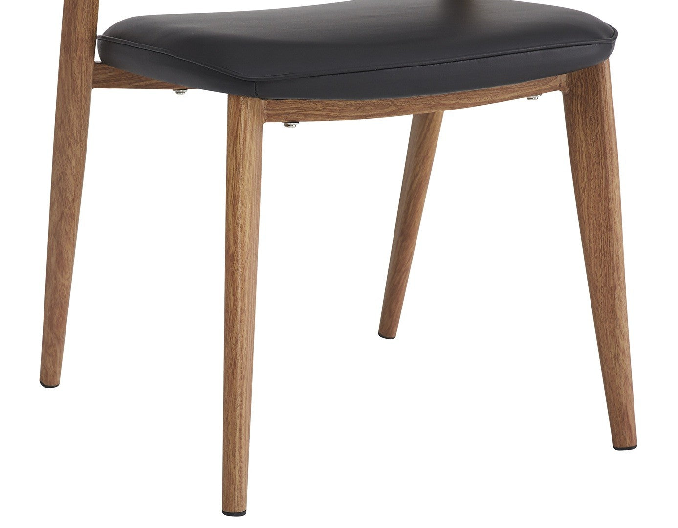 Silla CALABRIA, metal acabado de color madera, similpiel negra