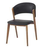 Silla CALABRIA, metal acabado de color madera, similpiel negra