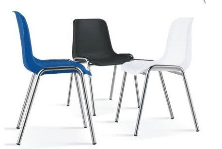 Silla CARCASA, apilable, cromada, polipropileno negro