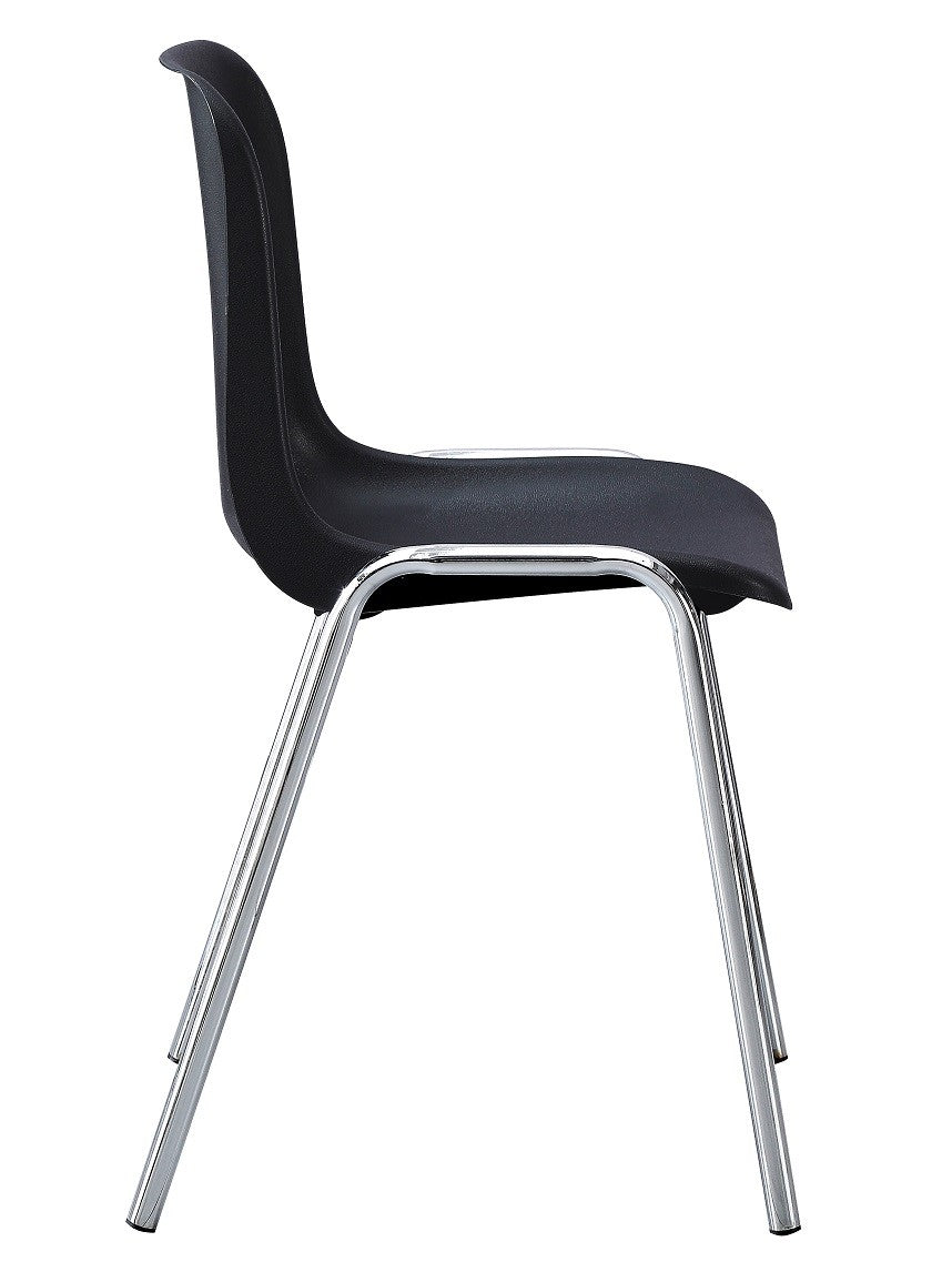 Silla CARCASA, apilable, cromada, polipropileno negro