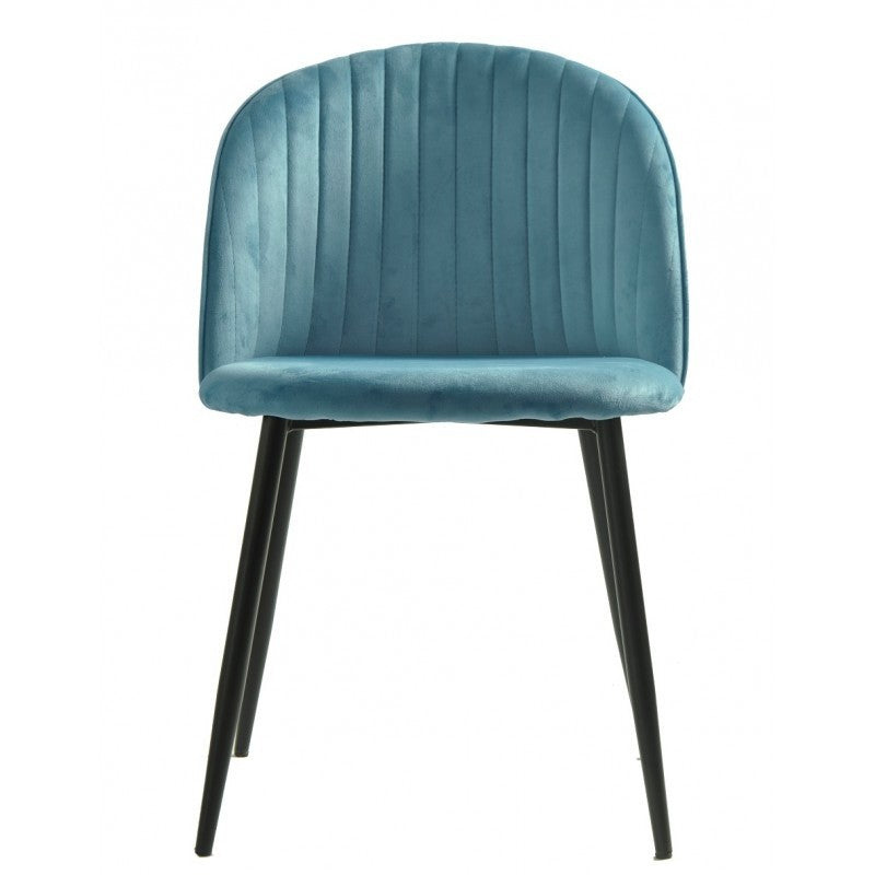 Silla CARNAVAL SKY BLUE, metal, tapizado velvet azul con trasera carnaval