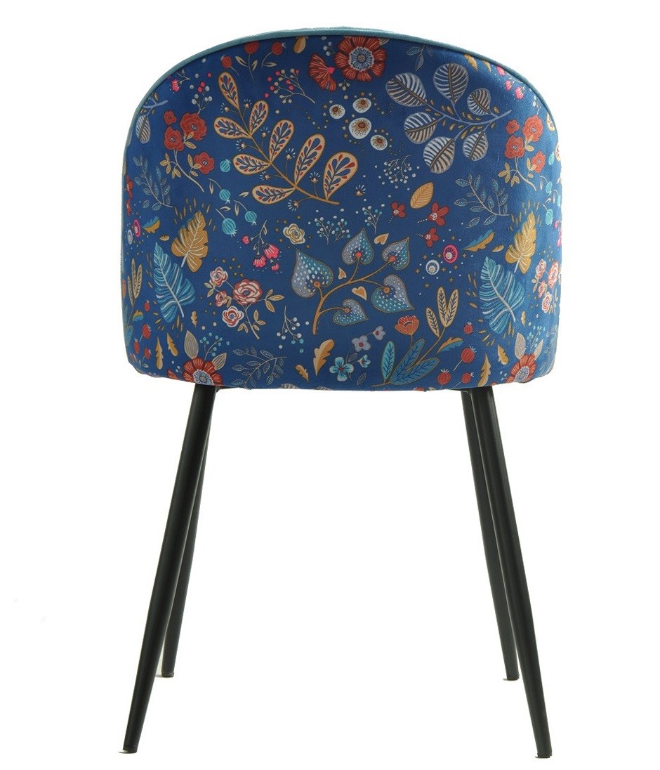 Silla CARNAVAL SKY BLUE, metal, tapizado velvet azul con trasera carnaval