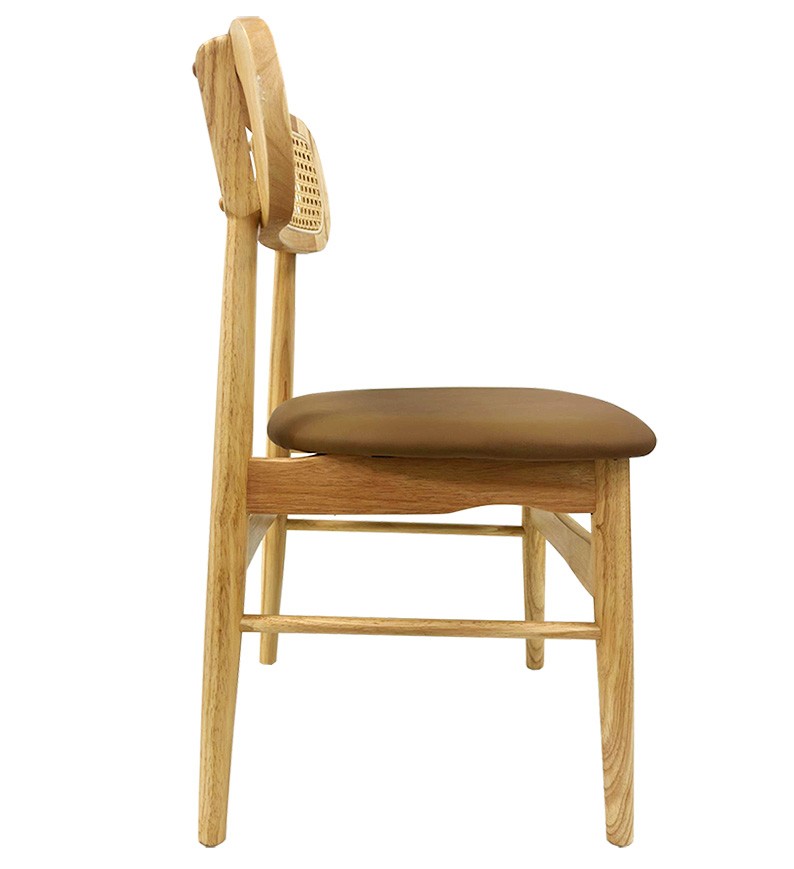 Silla CÁUCASO, madera, rejilla, similpiel marrón