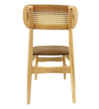 Silla CÁUCASO, madera, rejilla, similpiel marrón