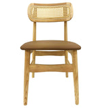 Silla CÁUCASO, madera, rejilla, similpiel marrón